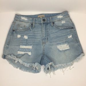 Wonderly Distressed Mini Cuffed Shorts Sz 27